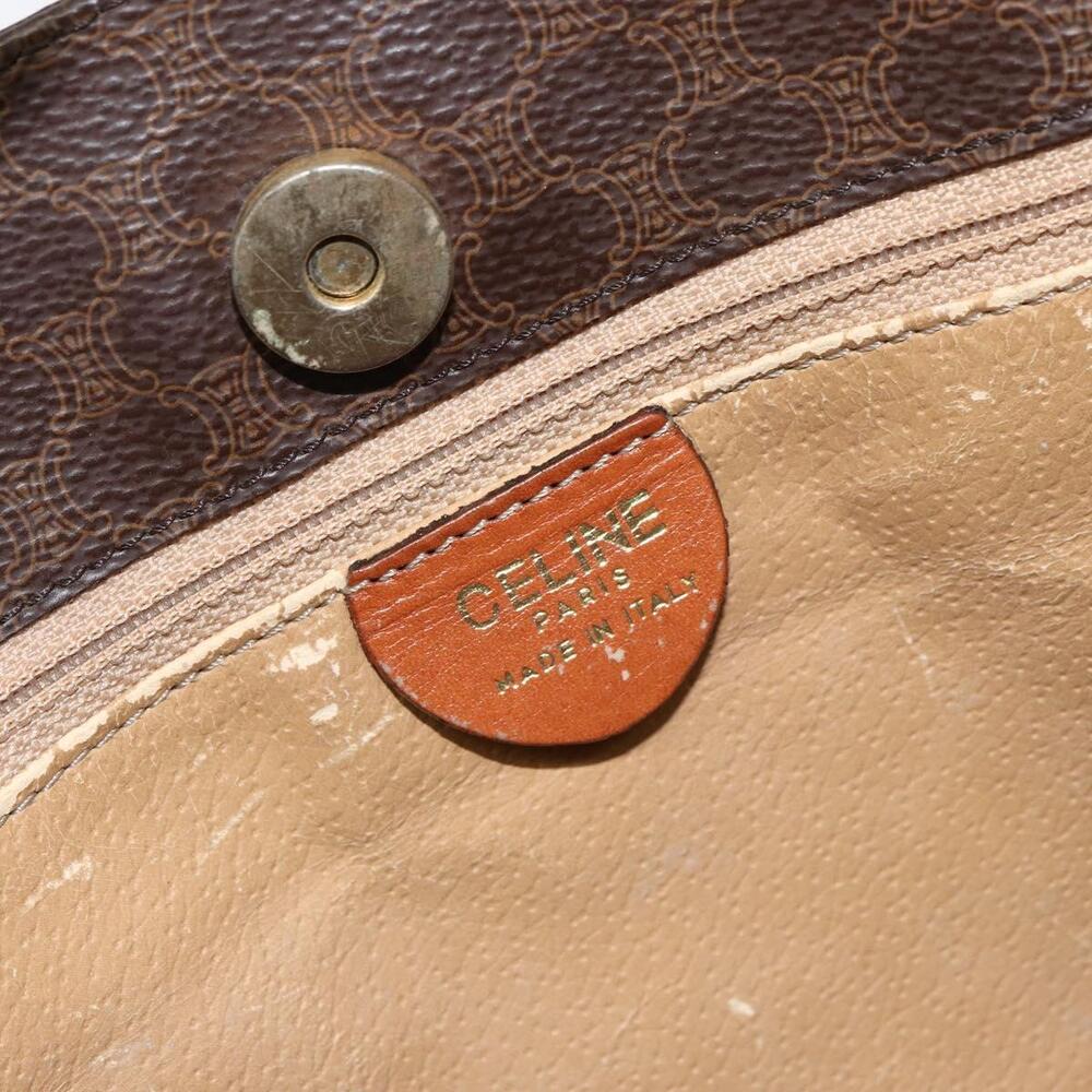CELINE Macadam Canvas Hand Bag PVC Leather Brown Gold Auth 161051 - Picture 10 of 16